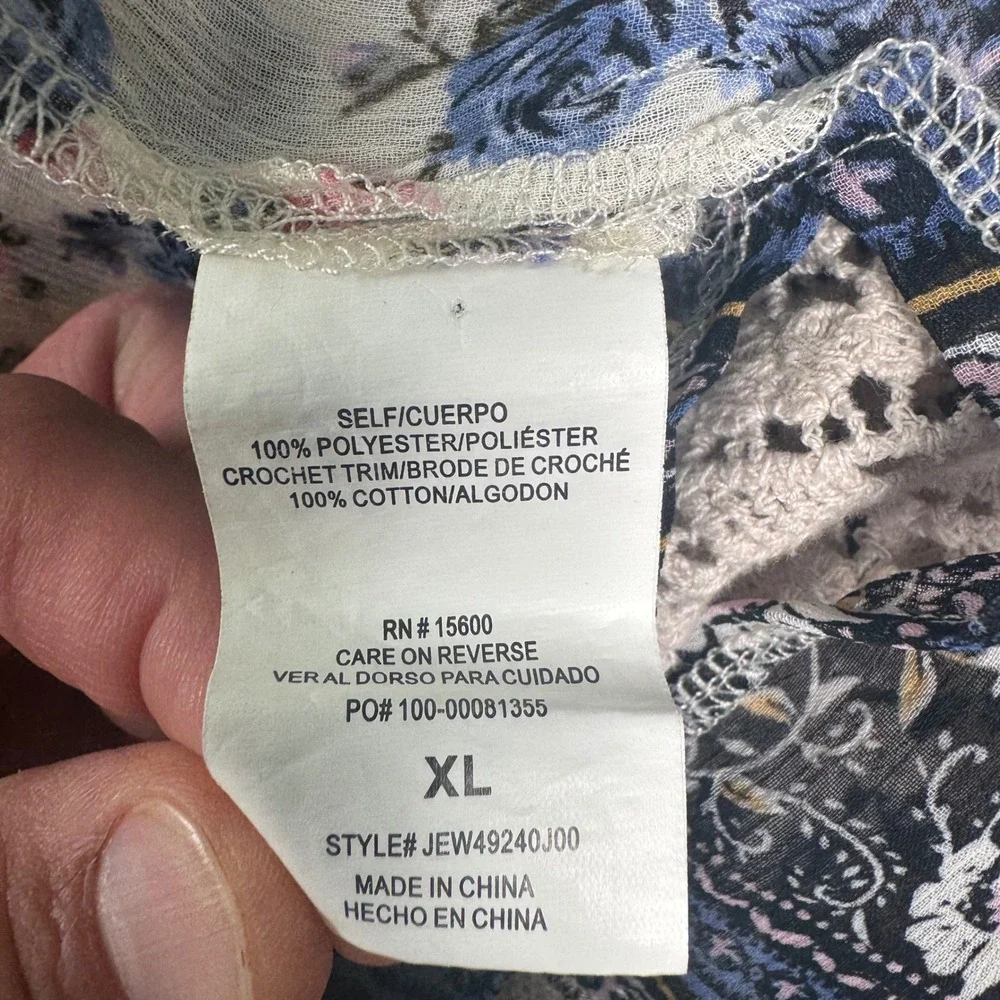 Boho Floral Crochet Lace Kimono Womens XL Cottagecore Festival Cardigan‎